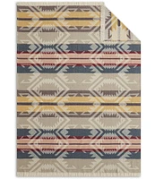 Pendleton White Sands Southwestern Geometric Pattern Fringed Throw Blanket