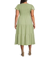 Perch by Blu Pepper Plus Flutter Sleeve Midi Dress