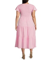 Perch by Blu Pepper Plus Flutter Sleeve Midi Dress