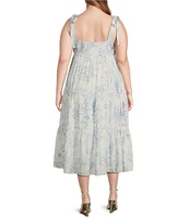Perch By Blu Pepper Plus Fruit Blossom Floral Tiered Midi Dress