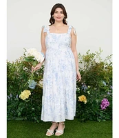 Perch By Blu Pepper Plus Fruit Blossom Floral Tiered Midi Dress