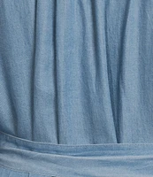 Perch By Blu Pepper Plus Midi Chambray Belted Button Down Midi Shirt Dress