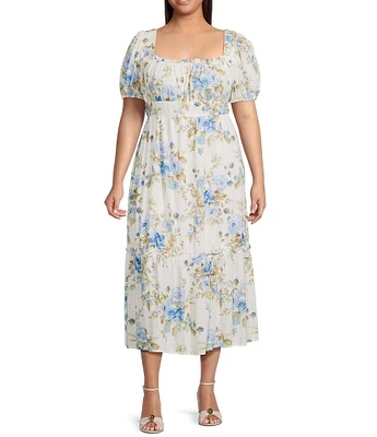 Perch By Blu Pepper Plus Puff Short Sleeve Maxi Dress