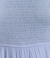 Perch By Blu Pepper Plus Short Flutter Sleeve Smocked Tiered Midi Dress