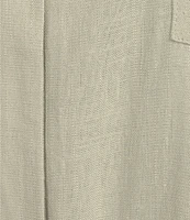 Perch By Blu Pepper Plus Short Sleeve Back Button Woven Linen Blend Top