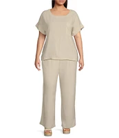 Perch By Blu Pepper Plus Size Short Sleeve Linen Top