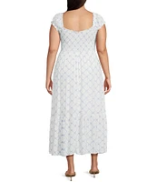 Perch By Blu Pepper Plus Smocked Ruched Sleeve Midi Dress