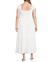 Perch By Blu Pepper Plus Smocked Ruched Sleeve Midi Dress