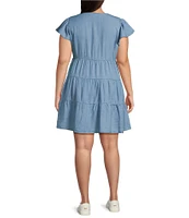 Perch By Blu Pepper Plus Tiered Button Front Dress