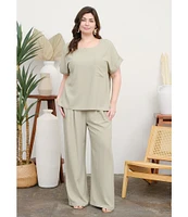 Perch by Blu Pepper Plus Wide Leg Linen Pants