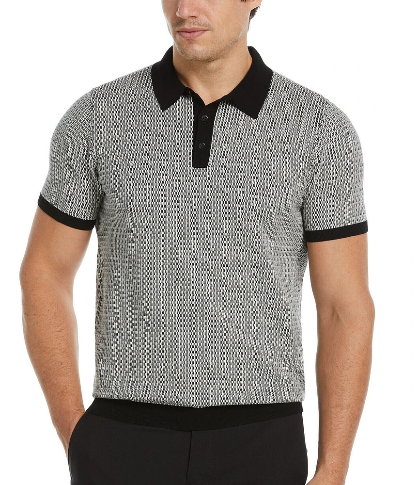 Perry Ellis Big & Tall Geo Short Sleeve Polo Sweater