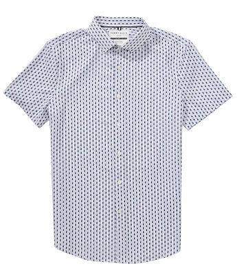 Perry Ellis Big & Tall Slim Fit Geo Stripe Performance Stretch Short Sleeve Woven Shirt