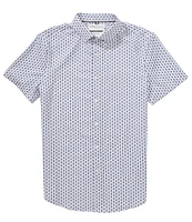 Perry Ellis Big & Tall Slim Fit Geo Stripe Performance Stretch Short Sleeve Woven Shirt
