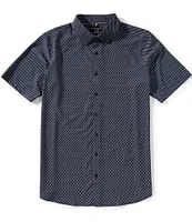 Perry Ellis Big & Tall Slim Fit Stretch Geo Print Short Sleeve Woven Shirt