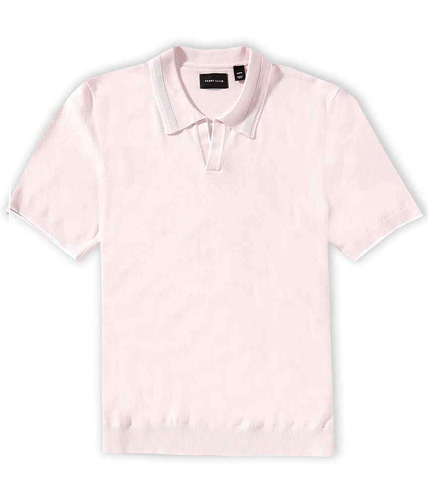 Perry Ellis Big & Tall Tipping Short Sleeve Johnny Collar Polo Shirt