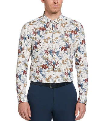 Perry Ellis Botanical Print Long Sleeve Woven Shirt