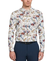 Perry Ellis Botanical Print Long Sleeve Woven Shirt