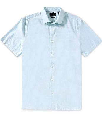 Perry Ellis Cotton Dobby Short Sleeve Woven Shirt