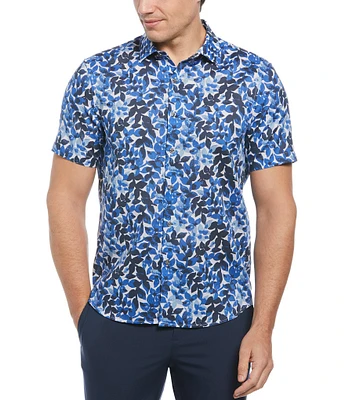 Perry Ellis Floral Poplin Short Sleeve Woven Shirt