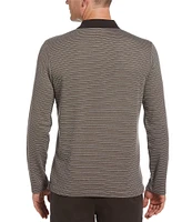 Perry Ellis Geo Print Jacquard Long Sleeve Polo Shirt