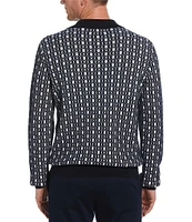 Perry Ellis Geo Print Long Sleeve Polo Sweater