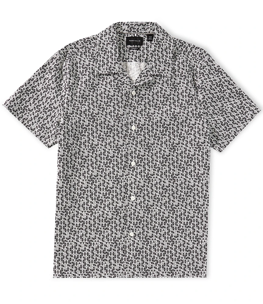 Perry Ellis Geo Print Short Sleeve Woven Camp Shirt