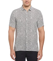 Perry Ellis Hand Line Print Short Sleeve Woven Shirt