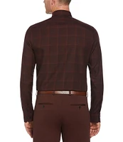 Perry Ellis Herringbone Plaid Long Sleeve Woven Shirt