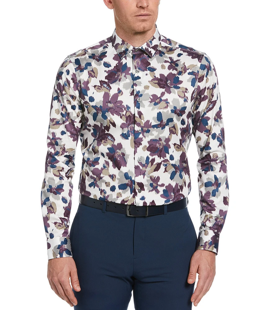 Perry Ellis Large Floral Print Long Sleeve Woven Shirt