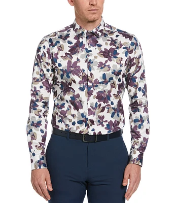 Perry Ellis Large Floral Print Long Sleeve Woven Shirt