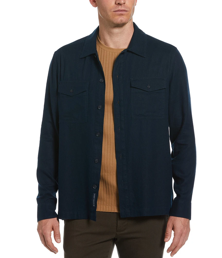 Perry Ellis Linen-Blend Shirt Jacket