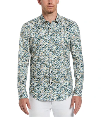 Perry Ellis Mini Floral Print Long Sleeve Woven Shirt