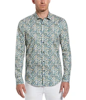 Perry Ellis Mini Floral Print Long Sleeve Woven Shirt