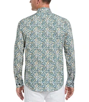 Perry Ellis Mini Floral Print Long Sleeve Woven Shirt