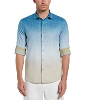 Perry Ellis Ombre Slub Long Sleeve Woven Shirt