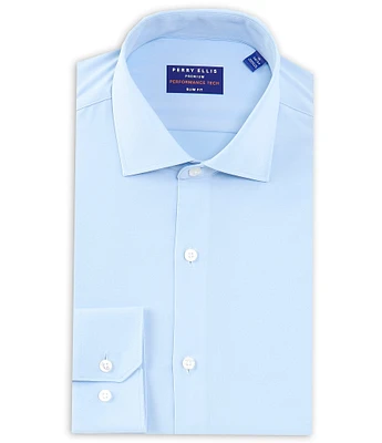 Perry Ellis Performance Slim Fit Stretch Spread Collar Solid Dress Shirt