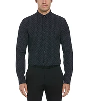 Perry Ellis Performance Stretch Allover Print Long Sleeve Woven Shirt