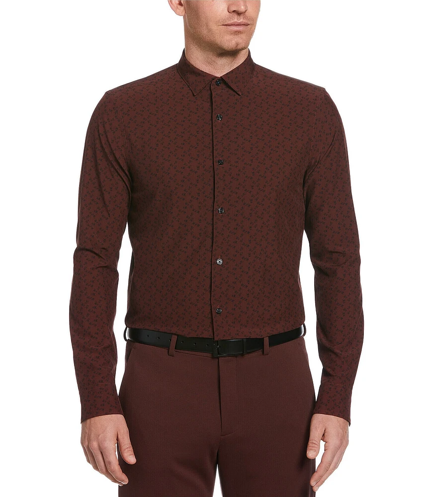 Perry Ellis Performance Stretch Allover Print Long Sleeve Woven Shirt