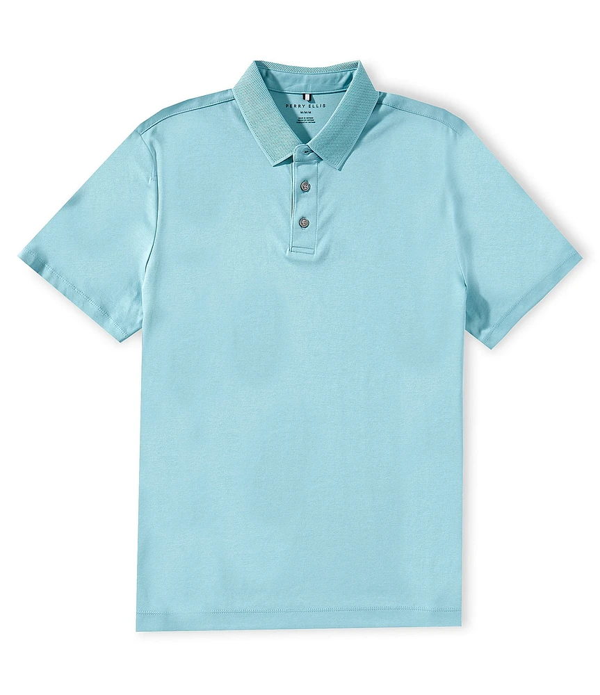 Perry Ellis Performance Stretch Solid Interlock Short Sleeve Polo Shirt
