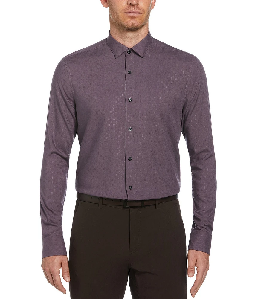 Perry Ellis Performance Stretch Tonal Geo Pattern Long Sleeve Woven Shirt