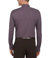 Perry Ellis Performance Stretch Tonal Geo Pattern Long Sleeve Woven Shirt