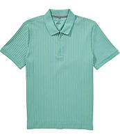 Perry Ellis Ribbed Quarter-Zip Short Sleeve Polo Shirt