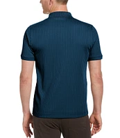 Perry Ellis Ribbed Quarter-Zip Short Sleeve Polo Shirt