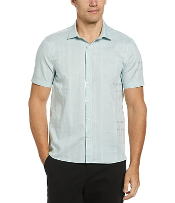 Perry Ellis Sateen Plaid Short Sleeve Woven Shirt