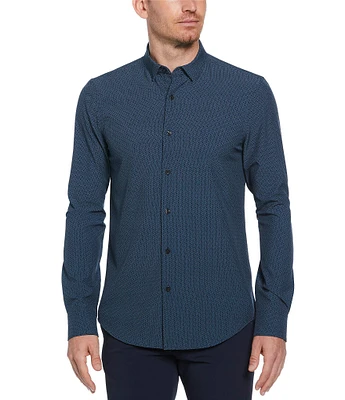 Perry Ellis Slim Fit Geo Print Long Sleeve Woven Shirt