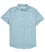 Perry Ellis Slim Fit Geo Stripe Performance Stretch Short Sleeve Woven Shirt