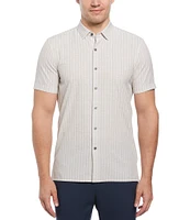 Perry Ellis Slim-Fit Line Pattern Short Sleeve Woven Shirt