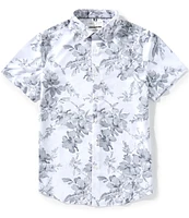 Perry Ellis Slim Fit Performance Stretch Floral Print Short Sleeve Woven Shirt