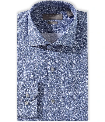Perry Ellis Slim Fit Spread Collar Floral Print Dress Shirt