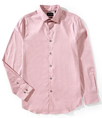 Perry Ellis Slim Fit Stretch End-On-End Long Sleeve Woven Shirt